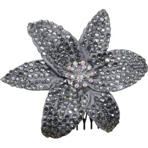 Jessidress® Haarspeld met strass Dames Haarkam Haarsieraad met steentjes Haarclip Haarschuifje - Grijs