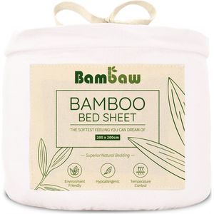 Bamboe Hoeslaken | 2-Persoons Eco Hoeslaken 200cm bij 200cm | Wit | Luxe Bamboe Beddengoed | Hypoallergeen Hoeslaken | Puur Bamboe Viscose Rayon Hoeslaken | Ultra-ademende Stof | Bambaw