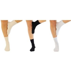 Nova Collection - Dames sokken - 6 Paar - Rolltop - Organic Cotton Certified - Damessokken- Organische Katoen - 2x Zwart - 2x Wit - 2x Ecru - Mix Color - Maat 35-38 - Cadeau