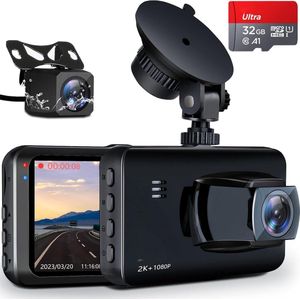 Lexium - Dashcam - Dual Dashcam - Voor en Achter - Draadloos - 2K + 1080P