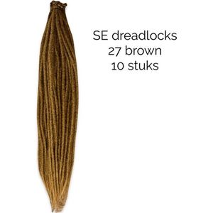 SE dreadlocks 27 brown 10 stuks - Gehaakte dreadlocks - Dreadlocks double ended - Dreadlock extensions - Hair extensions - Dreadlock beads - Dreadlocks bruin