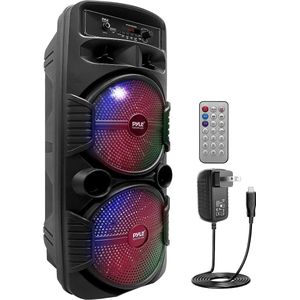 Pyle Party speaker Bluetooth, 600W Draagbare Luidsprekersysteem,Microfoonaansluiting,Partylampen, USB, Radio,Afstandsbediening