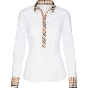 Seidensticker dames blouse regular fit - wit (geruit contrast) - Maat: 42