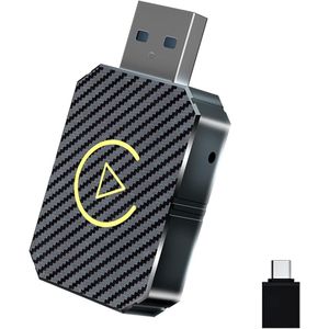 Draadloze CarPlay-adapter voor Apple iPhone, 2-in-1-functie geschikt voor Apple CarPlay en Android Auto, compacte mini-autoboxdongle, plug-and-play, eenvoudig te bedienen (kleur koolstofvezel)
