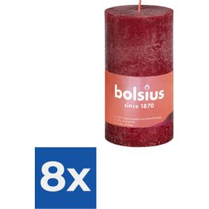 Bolsius Stompkaars Velvet Red Ø50 mm - Hoogte 10 cm - Donkerrood - 30 branduren - Voordeelverpakking 8 stuks