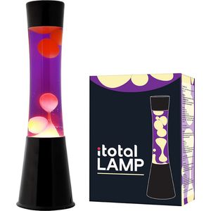 i-Total Lavalamp - Lava Lamp - Sfeerlamp - 40x11 cm - Glas/Aluminium - 30W - Paars met gele Lava - Zwart - XL1789