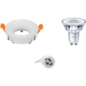LED Spot Set - GU10 Fitting - Inbouw Rond - Mat Wit - Ø85mm - Philips - CorePro 827 36D - 5W - Warm Wit 2700K - Dimbaar