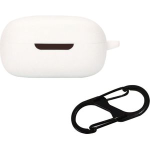 Somstyle Hoesje Geschikt voor JBL Live Pro 2 TWS - Siliconen Draadloze Oordopjes Hoesje met Clip - Wit