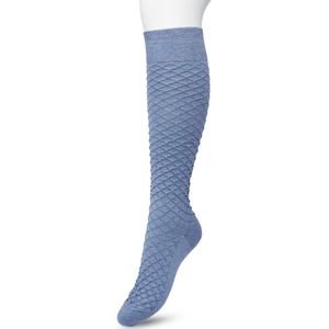 Bonnie Doon Bio Kabel Kniekousen Dames Jeans Blauw maat 36/42 - Kabel patroon in Ruit Vorm - Biologisch Katoen - Uitstekend draagcomfort - Cable Knee High - OEKO-TEX - Gladde Naden - Duurzaam Huidvriendelijk Bio Katoen - Denim Heather - BP211506.214