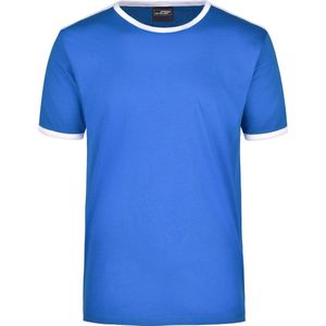 Blauw met wit heren t-shirt 2XL