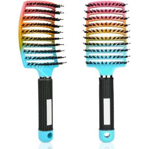 Haarborstel, Varkenshaar Paddle Haarborstel voor Vrouwen, Zachte Massage Haarkam, Ontwarren Haarborstel voor Lang Dik Krullend Haar, Vermindering van Haarbreuk en Kroeshaar