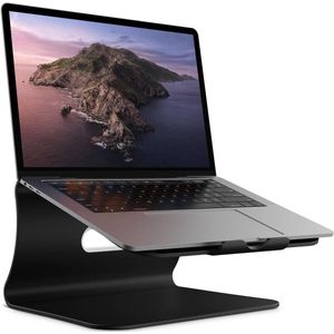 Aluminium laptop en MacBook desktop standaard (gepatenteerd, zwart) - geschikt voor Apple MacBook en alle laptops