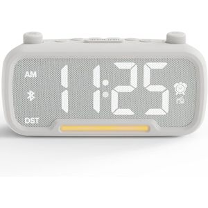 Digitale wekkerradio met Bluetooth, lichtwecker met USB oplader, batterijback-up, dimbaar, instelbaar volume voor diepe slapers