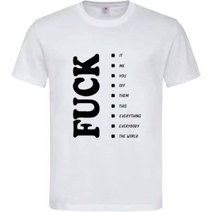 T-shirt Unisex Volwassenen Grappig Tekst ""FUCK lijst"" Op Voorkant | korte mouw | Wit/zwart | maat M