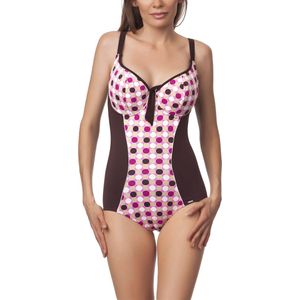 Antie Dames Zwemkleding – Badpak – Zwart/Wit – 38C - AN-MAKIRA-O