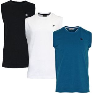 3-Pack Donnay T-shirt zonder mouw (589100) - Sportshirt - Heren - Black/White/Petrol (557) - maat 3XL