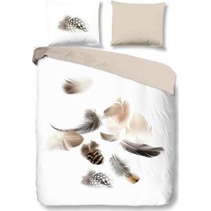 Snoozing Feathery - Flanel - Dekbedovertrek - Lits-jumeaux - 260x200/220 cm + 2 kussenslopen 60x70 cm - White