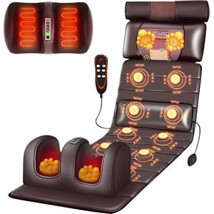 AlienComfort™ Massagemat I.O. - Donkerbruin - 10 Massagepunten - Verwarming - Rugmassage en Nekmassage apparaat - Massagekussen - Shiatsu Massagestoel