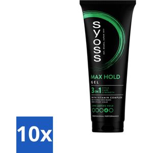 10 x Syoss - Max Hold - Haargel - Maximale Hold - 250 ml - Haar Fixatie - Haargel - Max Hold - Styling Gel - Haar Verzorging