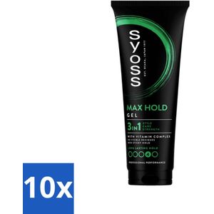 10 x Syoss - Max Hold - Haargel - Maximale Hold - 250 ml - Haarproducten - Haarverzorging - Haarfixatie - Langdurige Styling - Professionele Styling