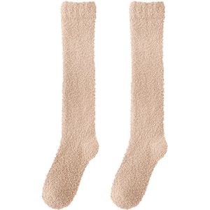 Damessokken van pluche - 35 cm buislengte - 22 cm onderkant - Zachte warme sokken - Schattige en comfortabele pluche wintersokken - Koraalfleece sokken - Winterse pluche verdikking warme kuitsokken - Slaapsokken - Pluche sokken