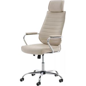 In And OutdoorMatch Luxe bureaustoel Lance - Creme - Op wieltjes - Kunstleer - Ergonomische bureaustoel - In hoogte verstelbaar - Voor volwassenen