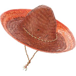HOANG LONG - Oranje Mexicaanse sombrero voor volwassenen - Hoeden > Strohoeden
