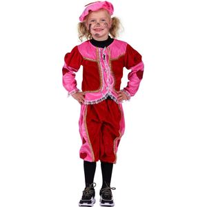 Kinder Pietenkostuum Olivenza roze-rood - Maat 98/104 - Piet kostuum kinderen