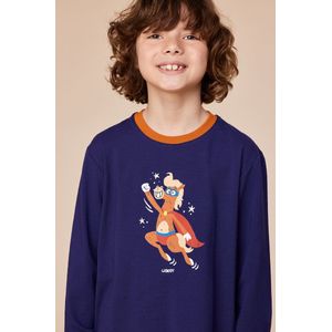 Woody Jongens-Heren pyjama donkerblauw - maat S