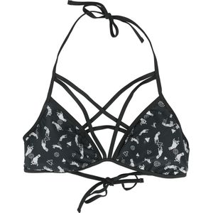 Gothicana Zwart/wit bikinitopje met vetersluiting - Dames - XXL