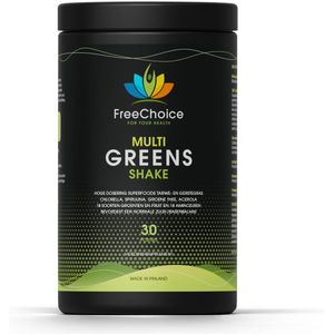 Multi Greens Shake - 30 porties - met tarwe- en gerstegras, spirulina, chlorella en veel meer
