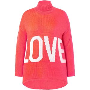 Angel of Style Angel of Style - Dames - Trui A-lijn LOVE-tekst - Koraal - Maat 42+