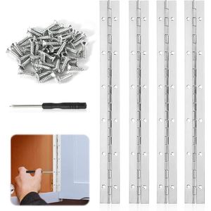 Stangscharnier 30 cm pianoband roestvrij staal - 4 stuks met schroeven - duurzaam pianoscharnier piano's kastdeuren ramen .