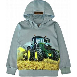 Sweater Hoodie trui met tractor trekker John Deere Kleur turquoise maat 98/104 Heel mooi!