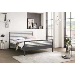 Bed Box Wonen – New York metalen bed - Antraciet - 140x210