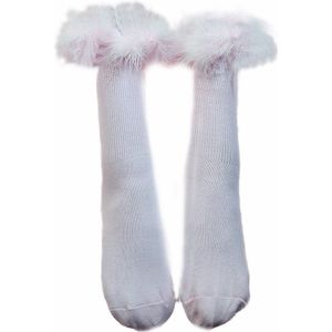 BamBella® Sokken stof Dames - Onesize Roze met veren kousen