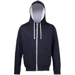 AWDis Just Hoods Varsity Zoodie, New French Navy/ Heather Grey , Maat L