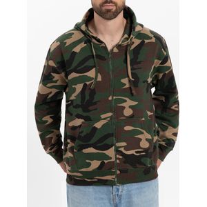 Groene Camouflage Hoodie heren met capuchon - Rits - Maat S