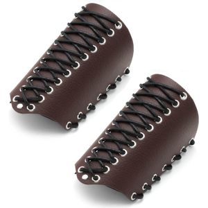 Arm Handschoenen Voor Mannen Steampunk Armor Polsband PU Lederen Manchetten Voor Kostuum - Set van 2