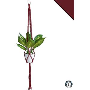 Plantenhanger Macramé | Bordeaux Rood | 100% Katoen | Diverse Kleuren | Plantenpot Ophangen | 100 cm | Macramé Koord | Binnen & Buiten | Plantenhanger | Macramé | Planten |Bloempot Ophangen | TheOldOmen |