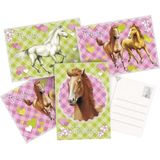6x Paarden themafeest uitnodigingen/kaarten - Paarden kinderfeestje versieringen/decoraties