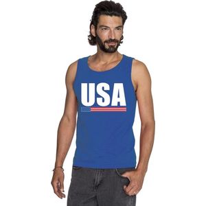 Blauw USA supporter mouwloos shirt heren - Amerika singlet shirt/ tanktop XXL