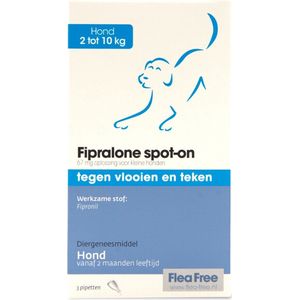 Flea Free Fipralone spot-on hond 2 tot 10 kg - 3 pipet