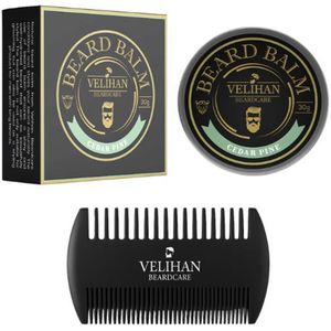 Velihan Beardcare - Baardverzorging Duo Pack - Baardbalsem Cedar Pine - Baardkam - Baardverzorging set - Cadeau voor hem - Baardverzorging - Baard olie - Cadeau voor vriend - Baardgroei - Perfecte cadeau voor man - Geschenkset mannen