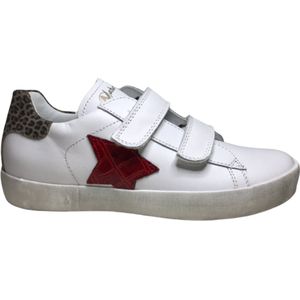 Naturino Mt 34 velcro's croco rode ster lederen sneakers Annie Wit leopard