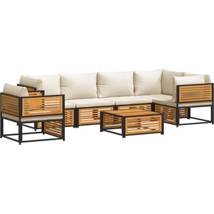 vidaXL Tuinbankstel 7-delig - Acaciahout - Inclusief kussens Loungeset - Acacia Hout - Tuinmeubels - Lounge Set - Buitendecoratie