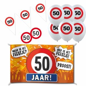 Feestartikelen 50 jaar verjaardag versiering pakket verkeersborden/stopborden - Huis versieren