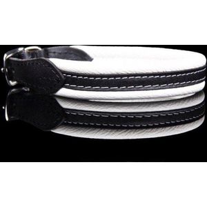 Dog's Companion Leren Halsband - Lengte: 30 cm Verstelbaar van 23-28 cm x 16 mm - soft/duo - Wit