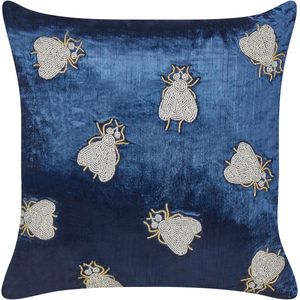 PENTAS - Sierkussen - Marineblauw/Zilver- 45 x 45 cm - Fluweel