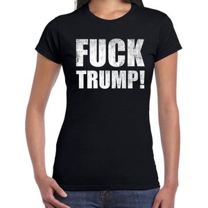 Fuck trump protest t-shirt zwart voor dames XS